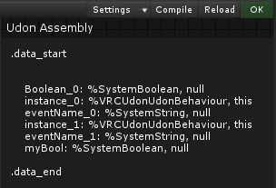 The status box shows 'OK' and we can see the Variables declared at the top of this Assembly.